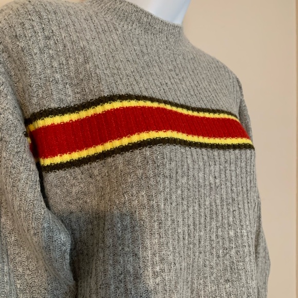 NEW! knit sweater - grey with red racing stripe - Picture 3 of 9